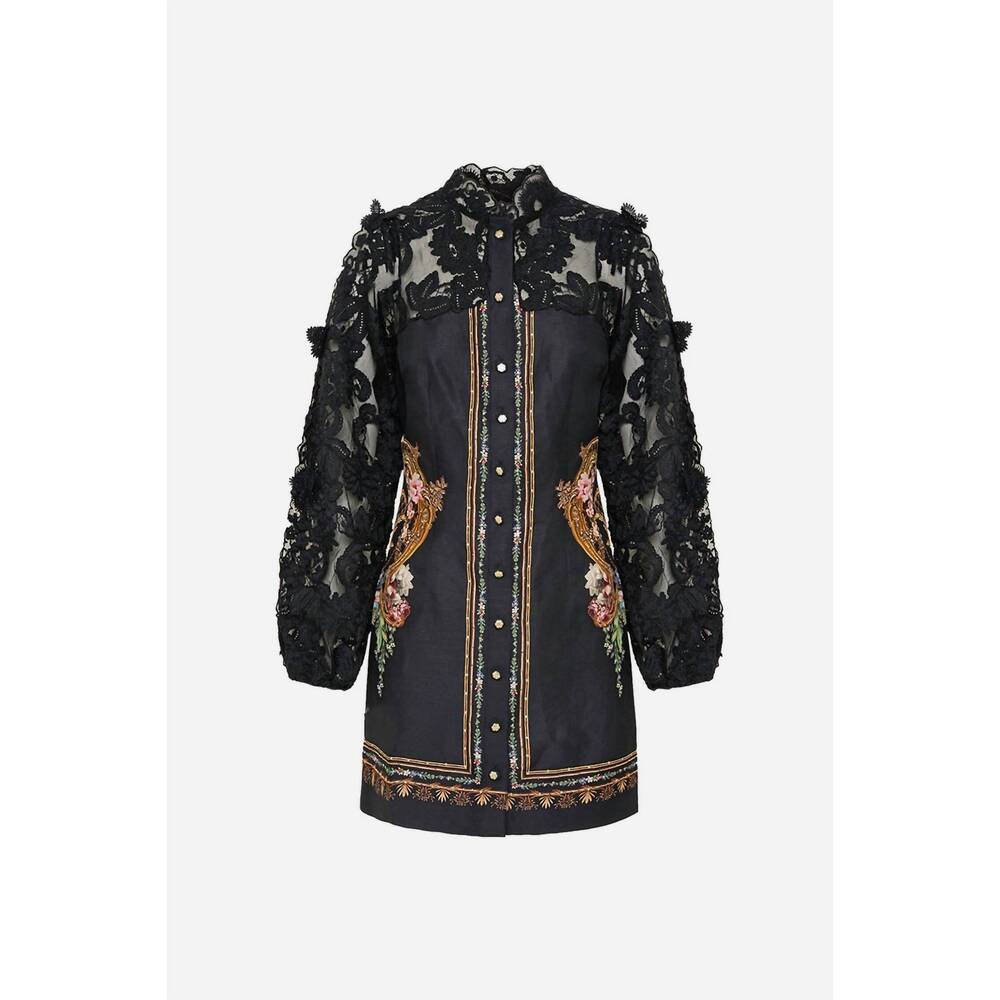 NEW CAMILLA noble endeavours lace sleeve mini dress in black - Picture 5 of 6